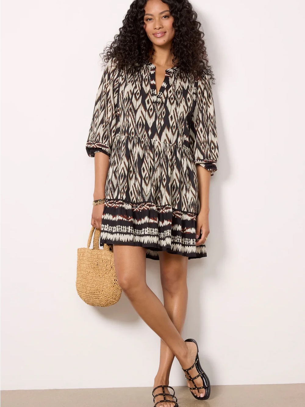 NWT Velvet by Graham & Spencer Netta Dress Sz Small Black Geo Print